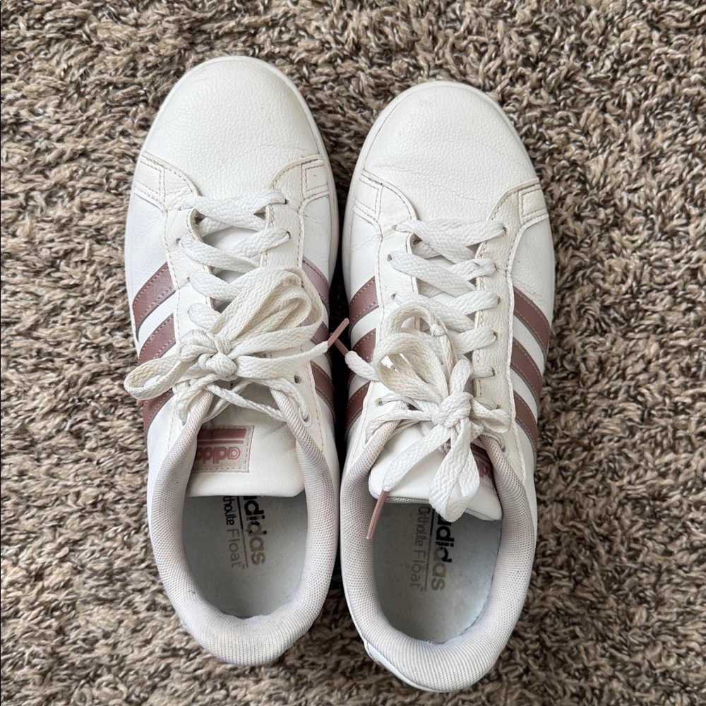 adidas Women's White Sneakers with Light Pink Accents